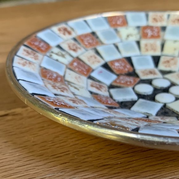 VTG Mosaic Tile Trinket Dish MCM Bowl Retro 60s 70s Jewelry Handcrafted Boho. - Picture 5 of 5